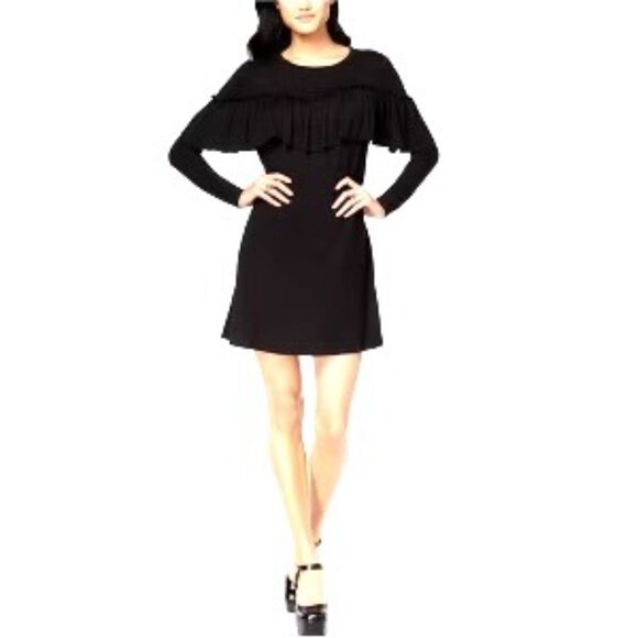 Kensie Black Ruffled Ultra-Soft Knit Dress w/Pockets Size S Fall Winter Sweater - Picture 9 of 9